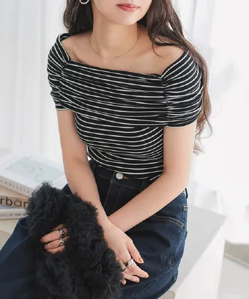 オフショルダーカットソートップス [C7276] - レディースファッション