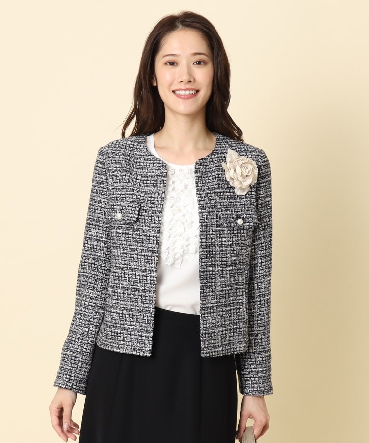セレモニー／セットアップ可】ファンシーツイードジャケット（ノー