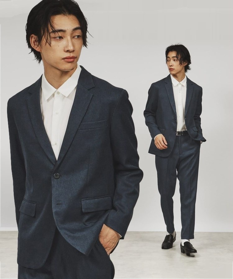 上下2点セット】エステルサージセットアップ／ビジネス対応可（スーツ