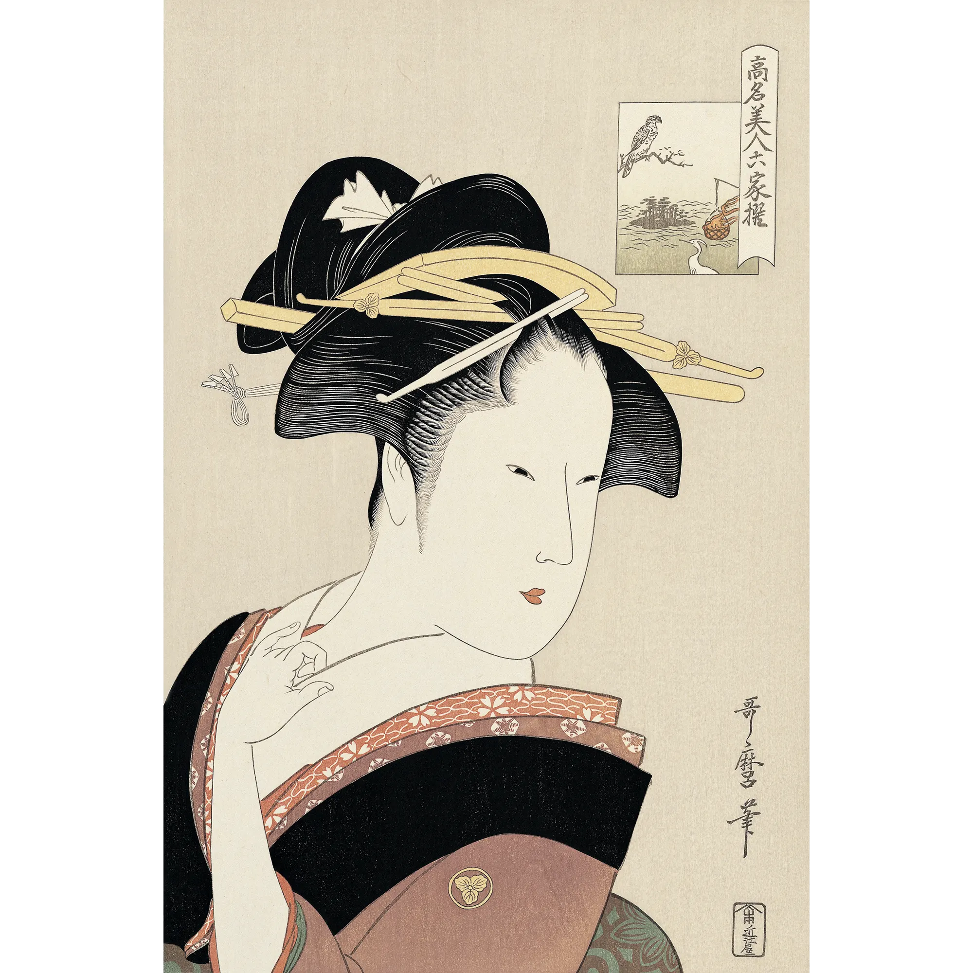 Kitagawa Utamaro（喜多川歌麿） 喜多川歌麿「高名美人六家撰」全6図