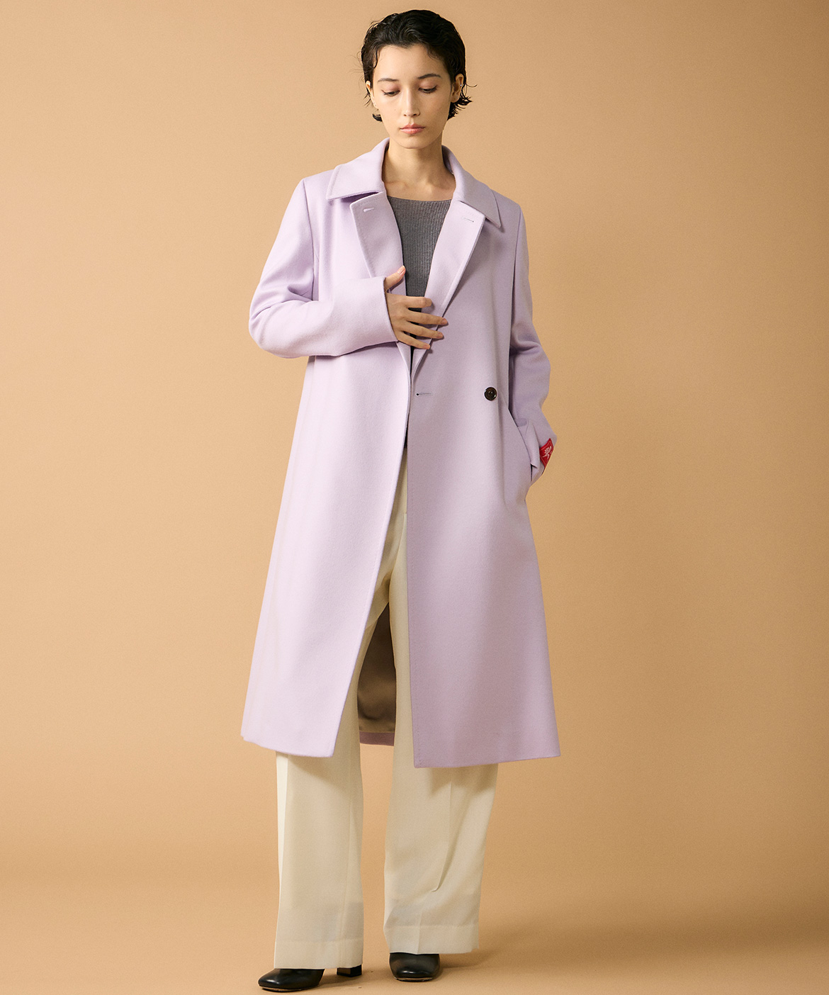 大きいサイズ》《CONTESSA》カシミヤラップコート《PIACENZA》｜INED L