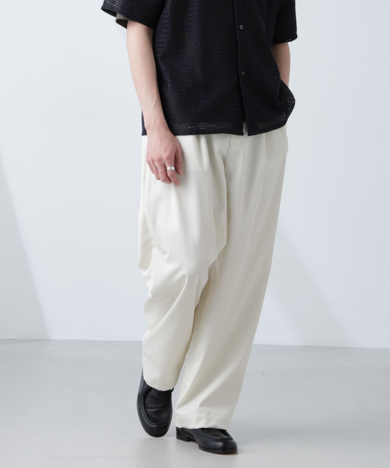 大人のワイドパンツ」2タック ワイド トラウザーズ