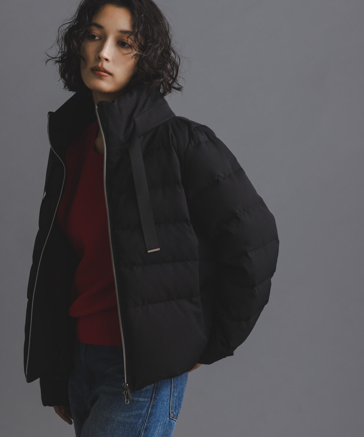 西川ダウン (R)」 サージス タンドカラー ショートダウン