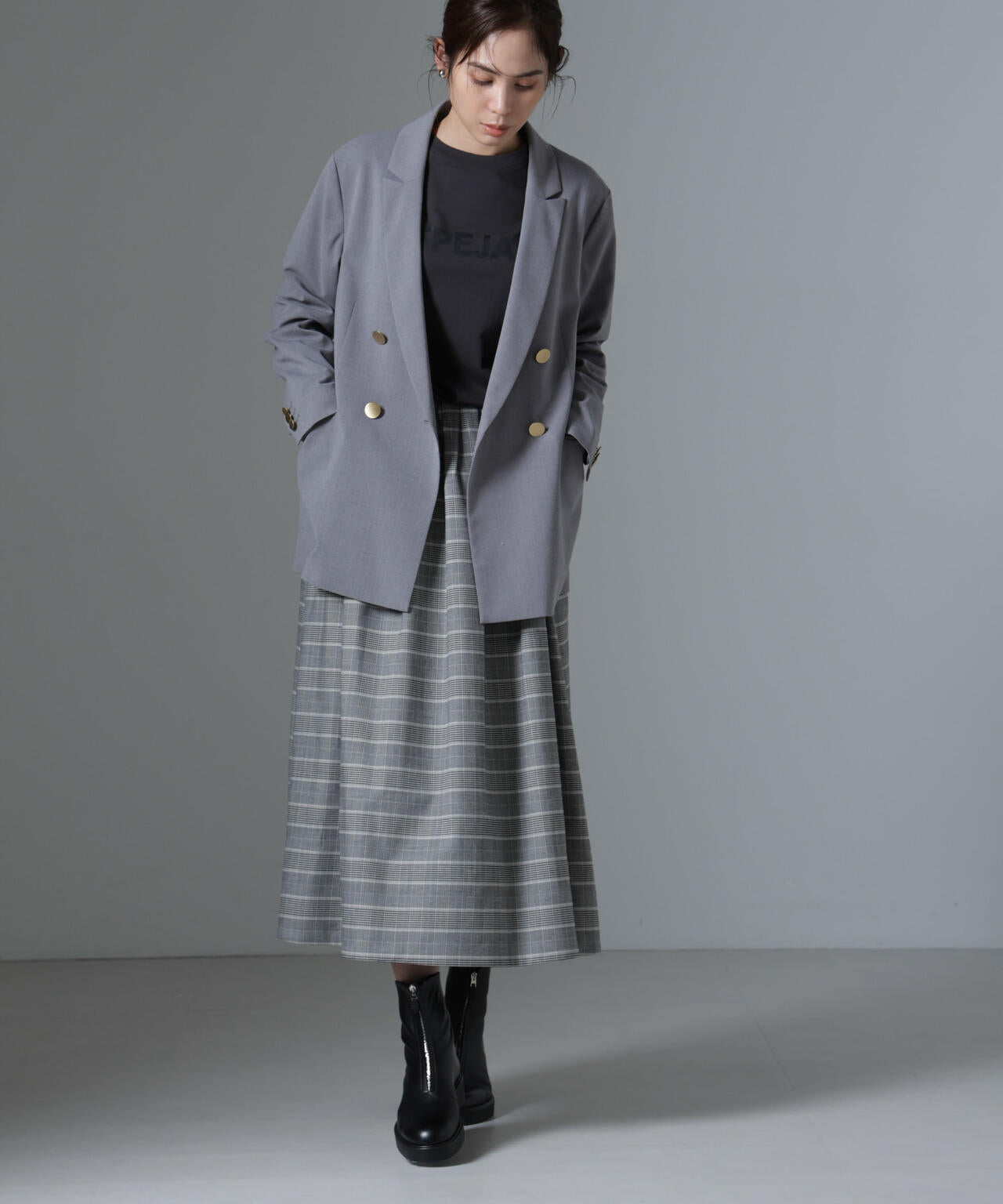 グレンチェック タック スカート