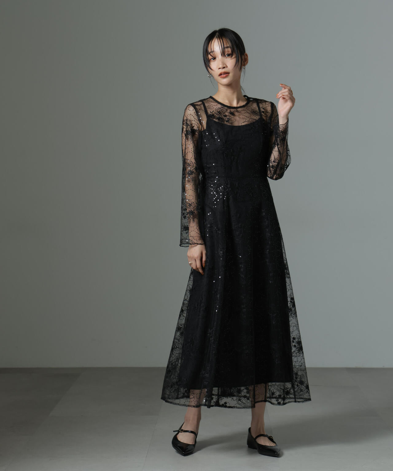 kaene / スパンコール エンブロイダリー ドレス