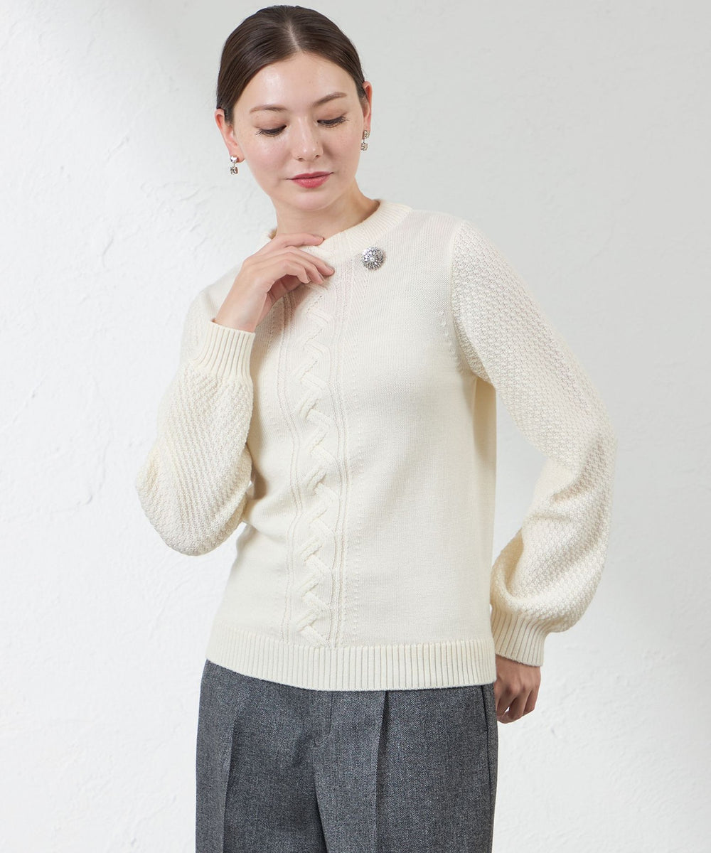 ウォッシャブルウールケーブルニット(トップス)｜AMACA(アマカ)の