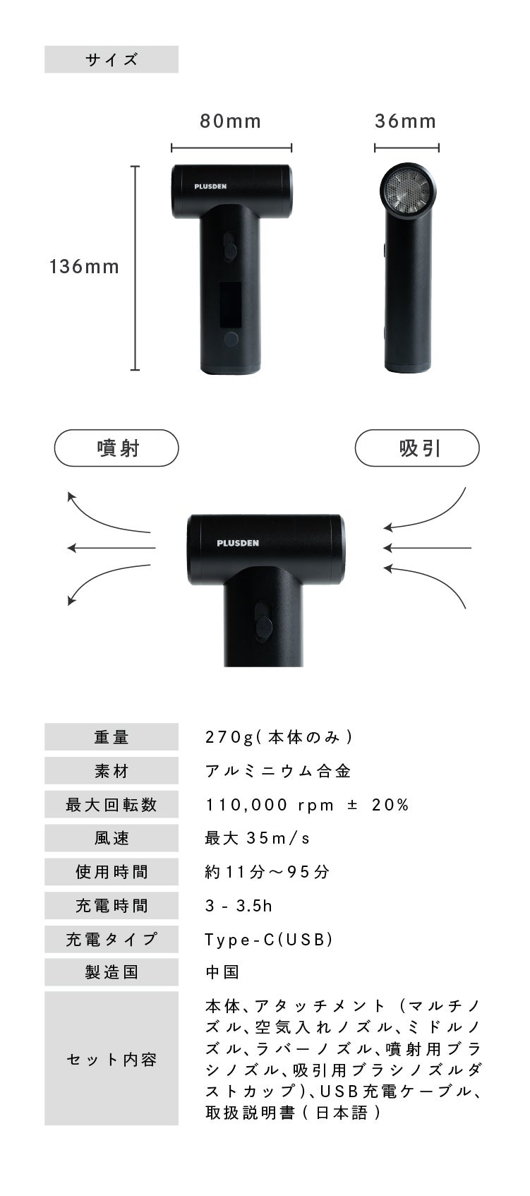 噴射×吸引】スマホサイズで風速35m/s。デスクに置きたい2in1エア