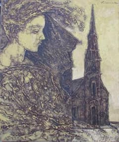 木村二朗「旧市街」8号油彩,封蝋的マチエル,深遠な精神性 - メルカリ