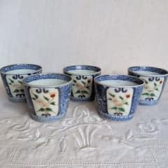 古伊万里 蕎麦猪口 5客セット 色絵染付 金彩アザミ図 江戸中期 - メルカリ