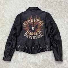 ハーレーダビッドソン シングルライダースジャケット S ファイヤー