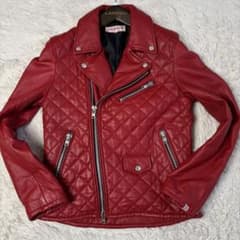 ヴァンキッシュ ダブル ライダースジャケット キルティング ラムレザー