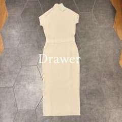 タグ付き ♢ drawer ドゥロワー ニットワンピース 膝下丈 ◎ カシミア