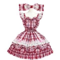 Angelic Pretty タータンチェック ハート胸あて付きスカート セット