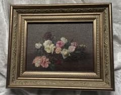 ラトゥール ばらの籠 絵画 名画 複製画 額縁 油絵 薔薇 アンティーク