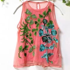 希少未使用☆あちゃちゅむ ナタリーレテ チュールタンクトップ 刺繍