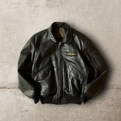 vintageレザージャケットCWU-45P型フライトジャケット本革ブラック黒L