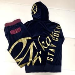 24karats ベロアジャージ セットアップ ネイビー ワインレッド Mサイズ