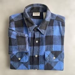 90sファイブブラザーFIVEBROTHERネルシャツUSA製Lブルー×ブラック