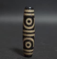 オールドチベット メノウ瑪瑙銀線象嵌『仏眼天珠』根付 緒締玉アゲート