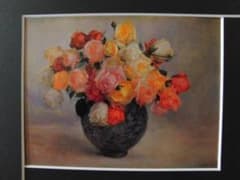 和田 英作、薔薇、希少画集画、新品高級額、額装付、状態良好、油彩