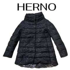 ○ヘルノHERNOハイネックスパンコール ダウンジャケットサイズ38黒7号