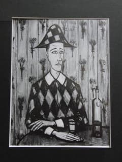 ベルナール・ビュッフェ、「Arlequin」、希少画集の額装画、人気作品