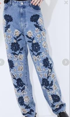 CLANE クラネ フラワーエンブロイダリーパンツ デニム 刺繍 総柄