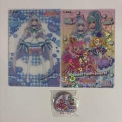 わんぷり キラキラクリアカードガム キュアニャミー au缶バッジ 3点