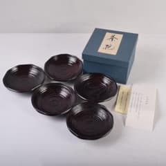 漆芸家 村瀬治兵衛作 沢栗 茶托 五客 V R8869 - メルカリ
