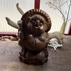 木彫り／たぬき／置物／工芸品／昭和レトロ - メルカリ