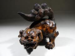 ○傑作 備前 古備前 唐獅子 備前焼 信楽焼 在銘 修復跡 縁起物 高さ21