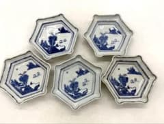 古染 染付山水人物紋角皿5点 古渡 送料込み251108 - メルカリ
