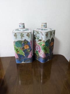 ♢中国陶磁 華栄堂製 粉彩花鳥紋様壺 瓶 花瓶 置物飾り ディスプレイ