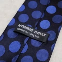 極美品□コムデギャルソンオムドゥ ネクタイ ドット 水玉 ブルー系