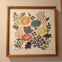 バーズワーズ シルクスクリーン フラワー 30×30 フレーム付き - メルカリ