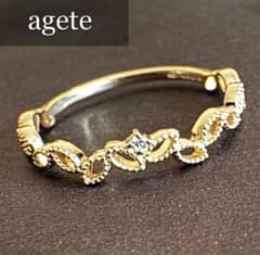 新品磨き済◇agete◇K10YG*13号*リーフモチーフリング*葉*アガット