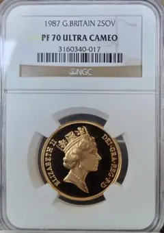 1987年/イギリス/PF70/ミドルエリザベス/金貨/2ソブリン/NGC - メルカリ