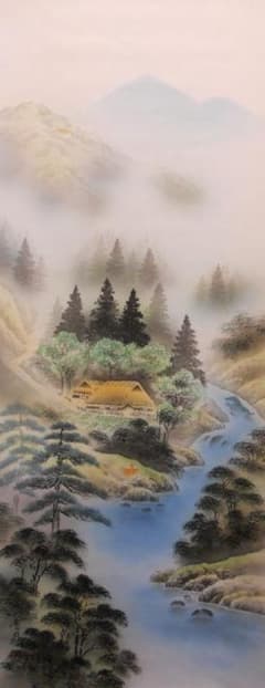 掛け軸 高井一鳳 秋景山水 絹本 希少 軸装 茶道具 掛軸 美品 です。