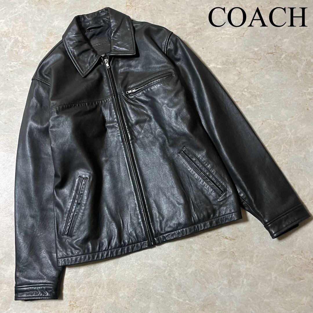 COACH コーチ 本革 リアルレザー シングル ライダースジャケット 黒 S COACH（コーチ） シングル ライダースジャケット レザージャケット