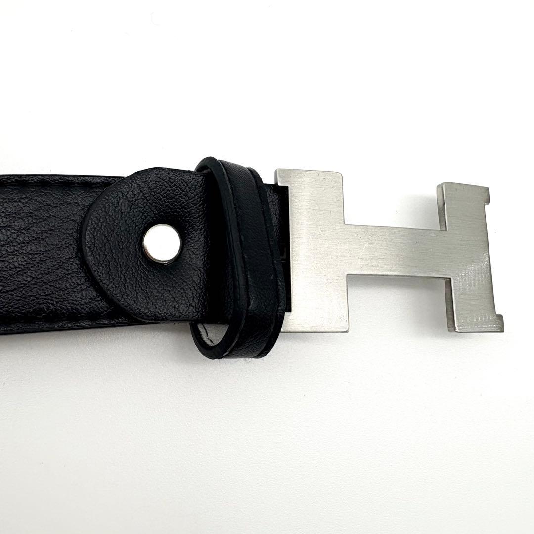 HERMES ベルト コンスタンス Hロゴ シルバー レザー 本革 ロゴバックル