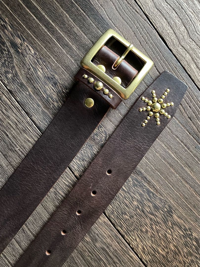 オーダー品 ディッキーズ874専用スタッズベルト ダークブラウン 真鍮