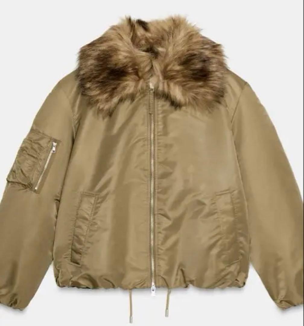 完売品】ZARA ファー襟ボンバージャケット Mサイズ - メルカリ