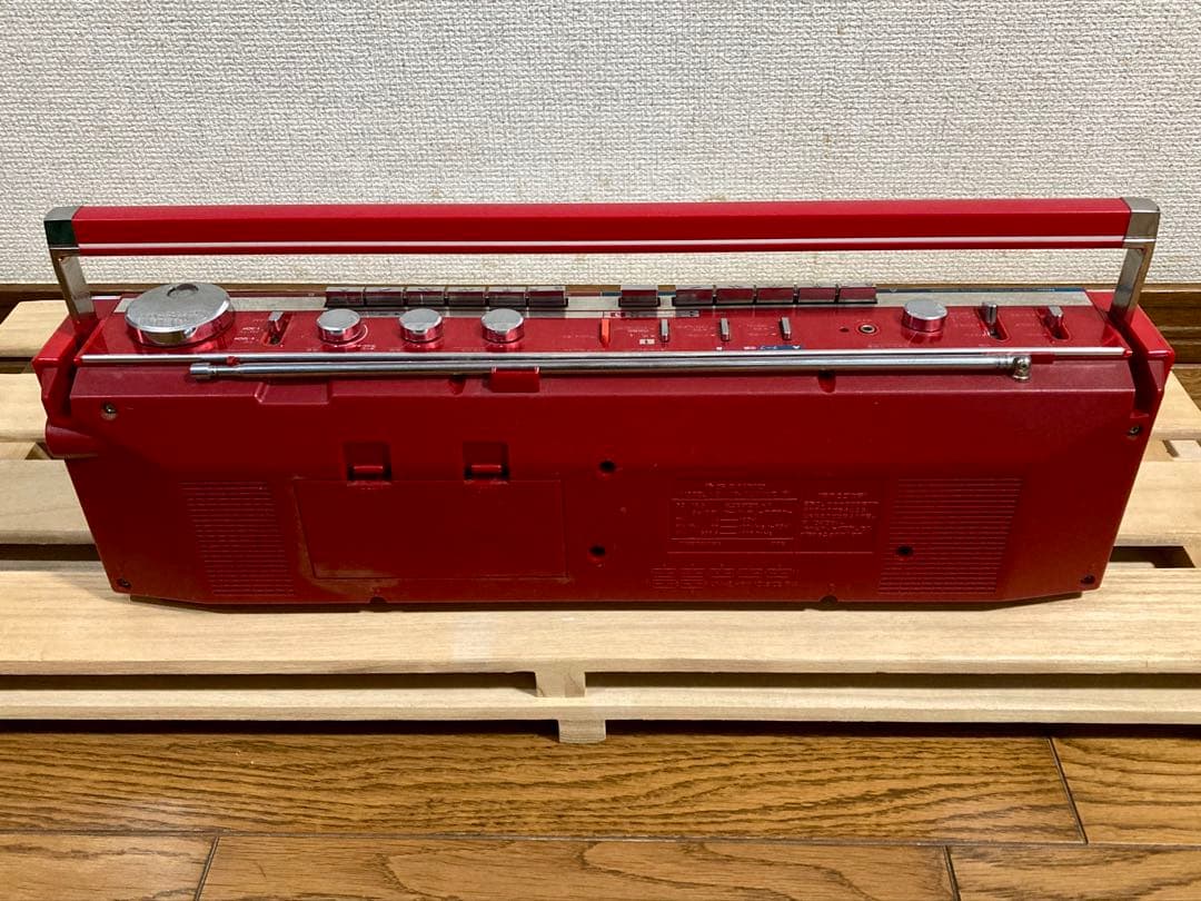 サンヨー『テレコ』ダブルカセット 赤 動作確認済 MR-ＷＵ４MKⅡ 昭和レトロ