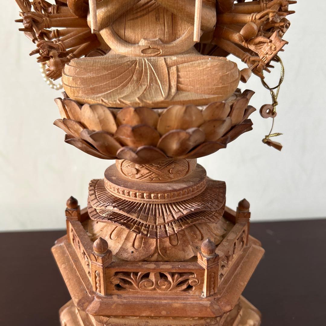 土日値下中】千手観音像 木彫り 仏像 骨董品 - メルカリ