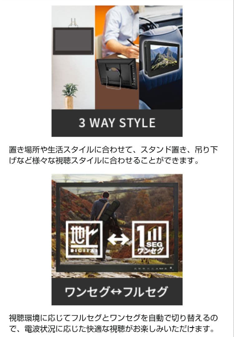 【19インチ】液晶テレビ　ポータブルテレビ　DVDプレーヤー・録画機能搭載