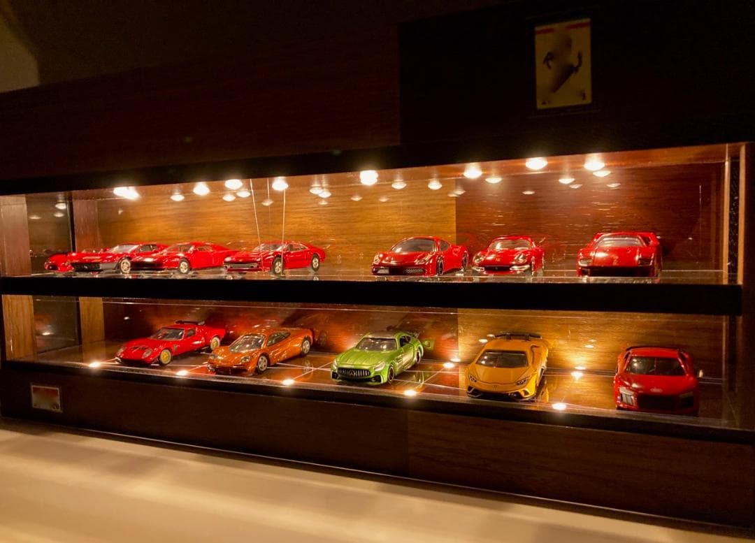 1/64展示20台可能・ウォールナット＆オーク・ディスプレーBOX/ネオ