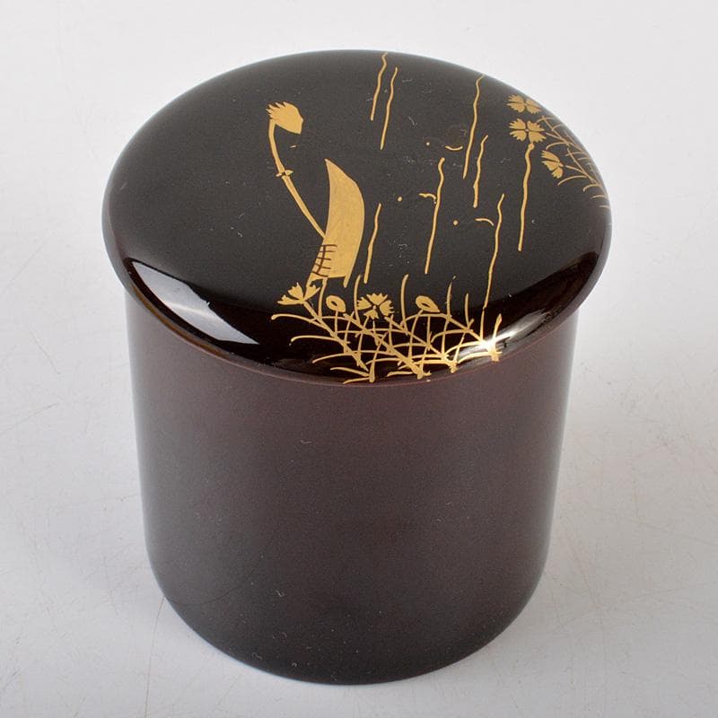 茶道具 塗師 千穂造 井伊大老好 撫子に鵜飼蒔絵 金林寺棗 共箱 V 6452