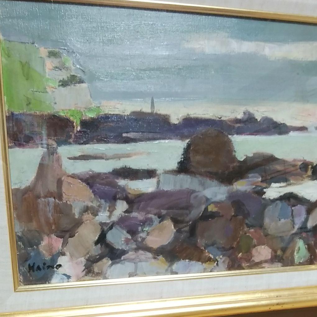 灰野文一郎F6 男鹿の岩礁白日会会員栃木県文化功労者