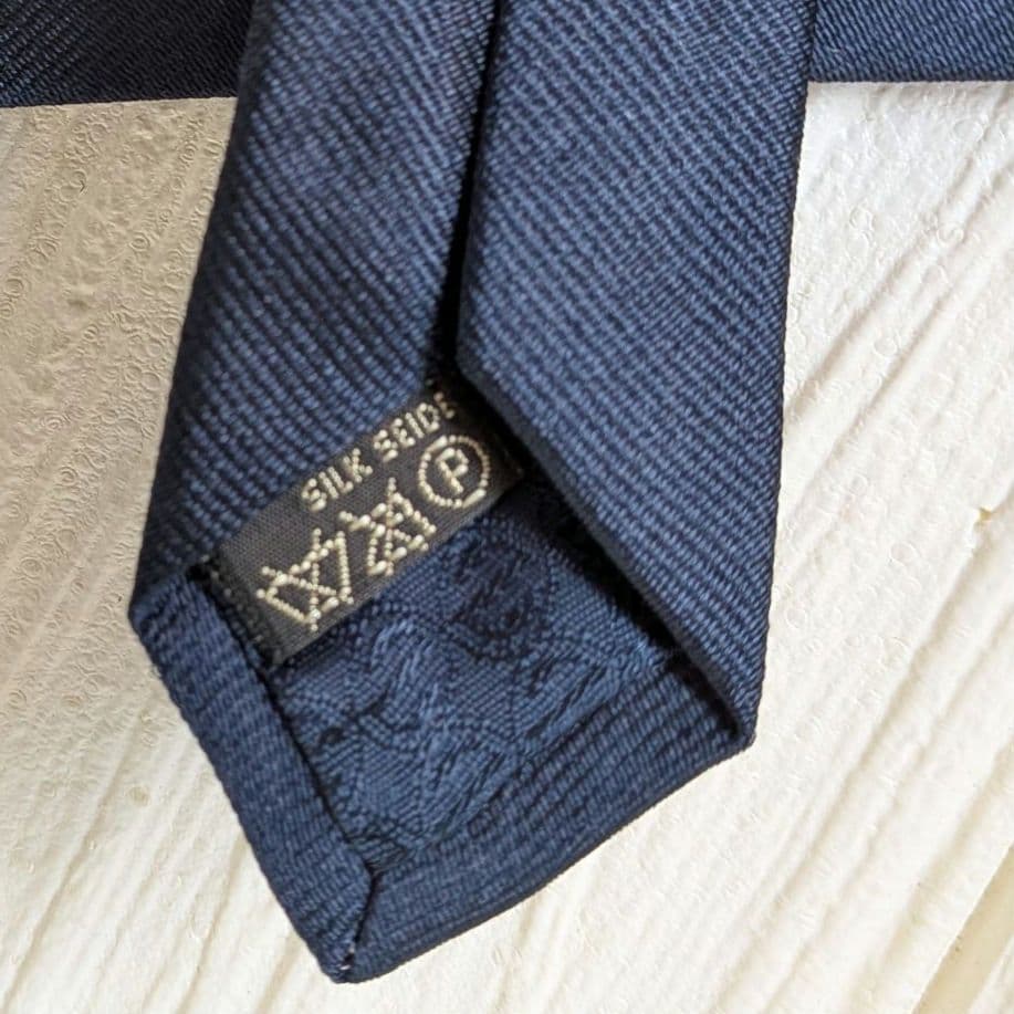タグ付 エルメネジルド ゼニア ネクタイ ネイビー 無地 シルク