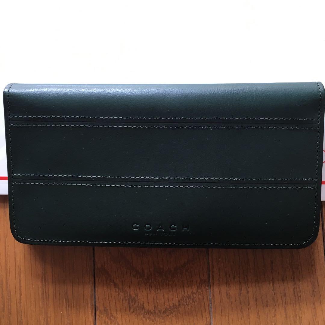 新品！Coach 長財布　グリーン 新品 COACH コーチ 長財布 グリーン 緑 Cロゴ ストラップ付き｜Yahoo